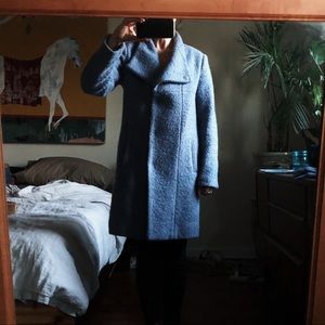 Kenneth Cole Blue Wool Blend Coat Asymmetrical